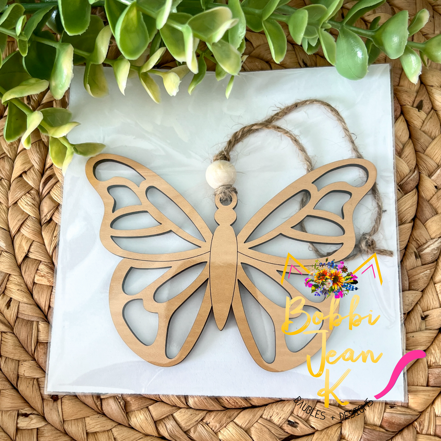 Butterfly "Spiritual Transformation" Wood Story Ornament