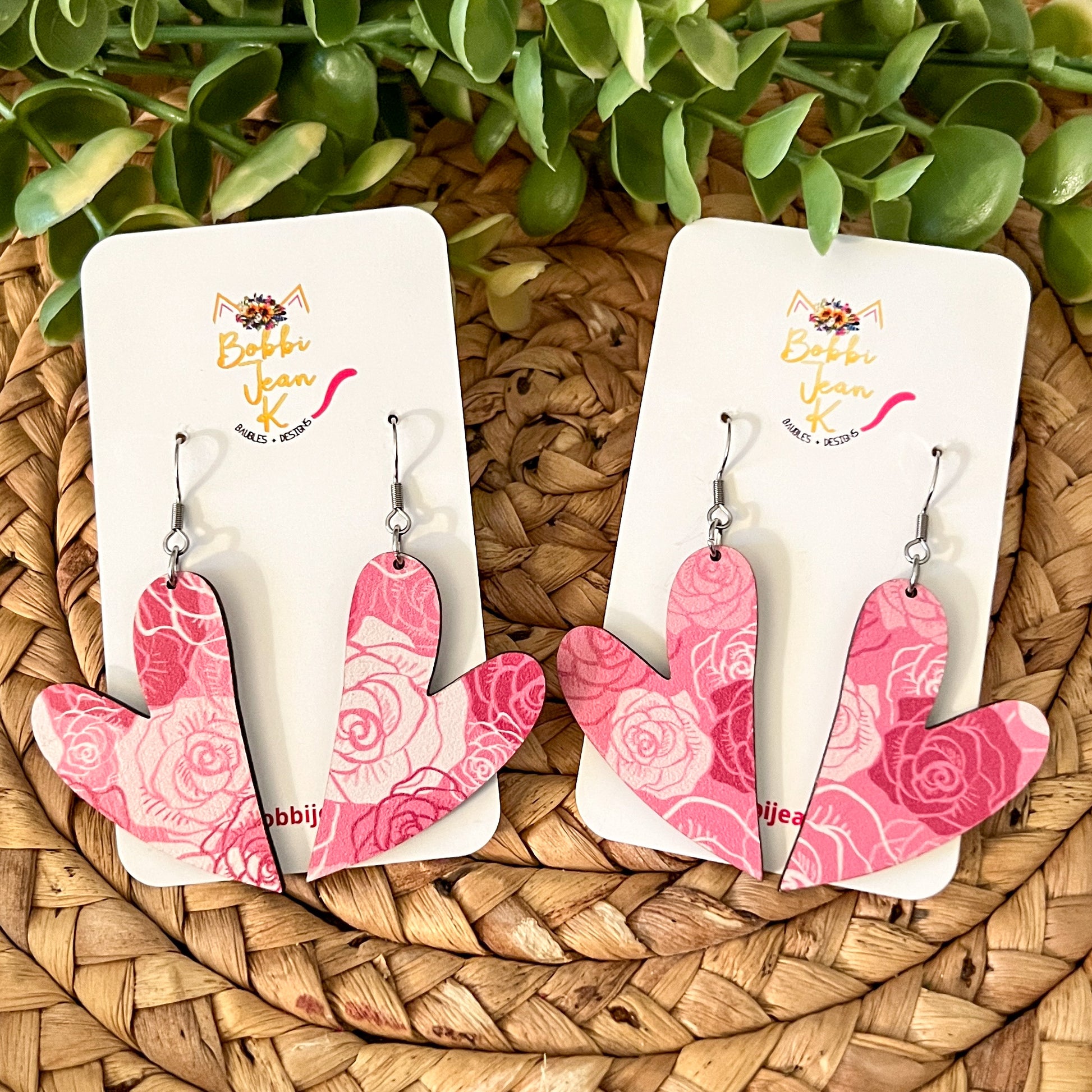 Roses Wood Heart Earrings: Choose From 3 Styles