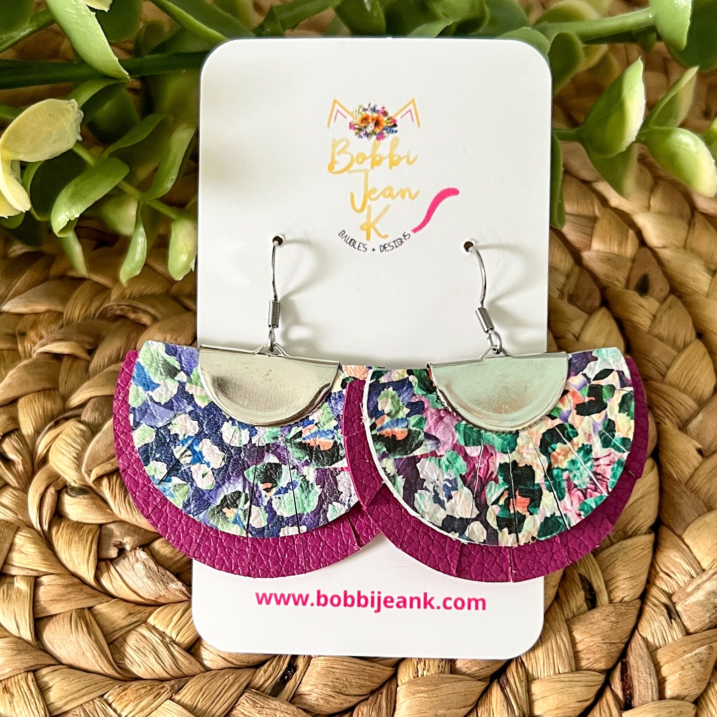 Leopard Floral Remix Leather Earrings: Choose From 2 Styles - LAST CHANCE