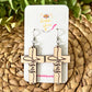 Jesus Engraved Dyed Wood Cross Earrings: Choose From Gray or Whitewashed