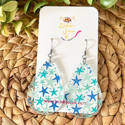 Starfish Print Acrylic Earrings: ONLY 4 TEARDROPS LEFT