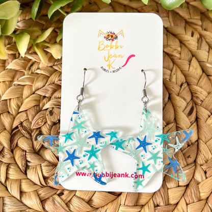 Starfish Print Acrylic Earrings: Choose From 2 Styles