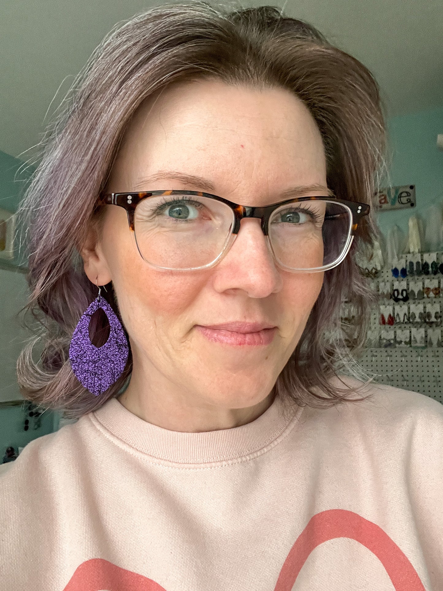 Metallic Purple Shimmer Leather Earrings: Choose From 2 Styles - LAST CHANCE