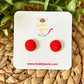 Red Frosted Faux Druzy Studs 12mm: Choose Silver or Gold Settings