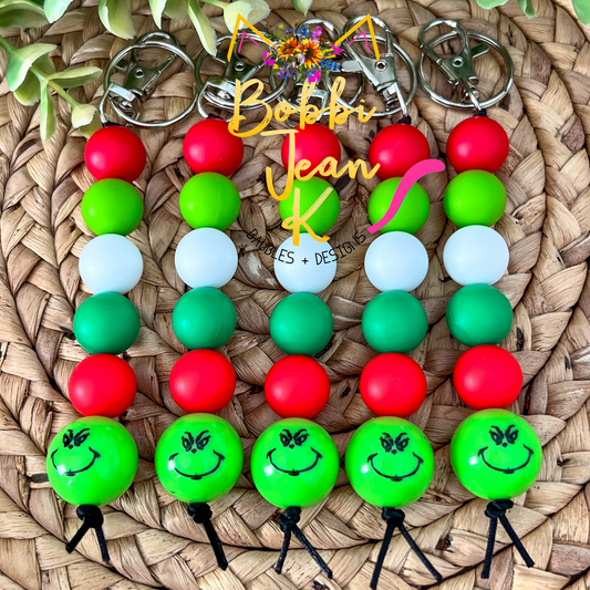 "Green Man" Silicone Beaded Keychain/Bag Charm