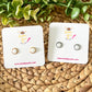 White Frosted Faux Druzy Studs 8mm: Choose Silver or Gold Settings