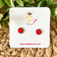 Red Frosted Faux Druzy Studs 8mm: Choose Silver or Gold Settings
