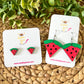 Hand Painted Watermelon Wood Earrings: Choose From Dangle or Stud