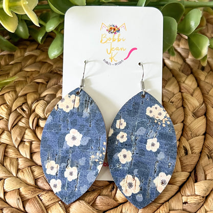 Blue Skies Cork on Leather Earrings: Choose From 2 Styles - LAST CHANCE