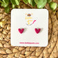 Magenta Clay Heart Studs: Choose 12mm or 8mm Size Options