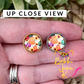 Sunflower & Pumpkin Glass Studs 12mm: Choose Silver or Gold Settings - LAST CHANCE