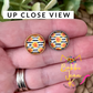 Striped Sunflower Glass Studs 12mm: Choose Silver or Gold Settings - ONLY ONE LEFT