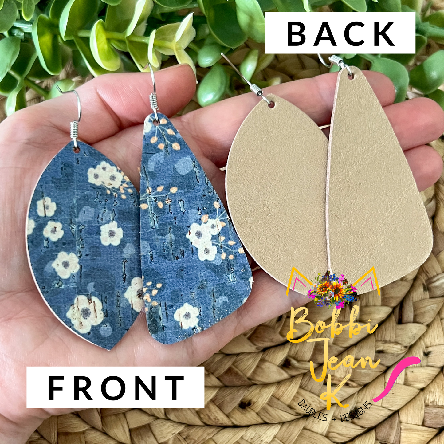 Blue Skies Cork on Leather Earrings: Choose From 2 Styles - LAST CHANCE