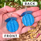 Light Blue "Fishtail Braided" Circle Drop Leather Earrings - LAST CHANCE