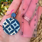 Blue Geometric Circle Drop Cork on Leather Earrings: Choose From 2 Styles - LAST CHANCE