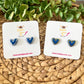 Midnight Blue Rimmed Clay Heart Studs: Choose Silver or Gold Rim - LAST CHANCE