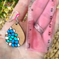 Blue Floral Hand Painted Teardrop Wood Earrings