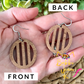 Striped Circle Walnut Stained Wood Earrings - LAST CHANCE