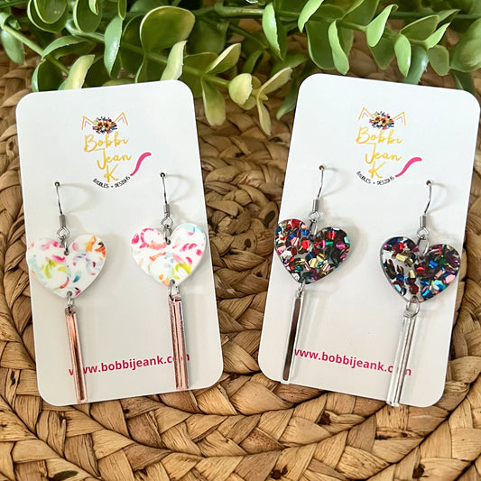 Heart "Lollipop" Acrylic Earrings: Choose From 2 Styles