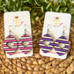 Stripes & Cutout Heart Hand Painted Wood Earrings: Choose From 2 Colors