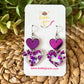 Purple Glittered & Mirrored Heart Acrylic Earrings: Choose From 2 Styles