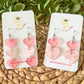 Pink Glittered & Marbled Heart Acrylic Earrings: Choose From 2 Styles