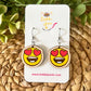 Hand Painted Heart Face Wood Earrings: Choose From 3 Designs