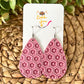 Dusty Pink Honeycomb Embossed Leather Earrings: Choose From 3 Styles - LAST CHANCE