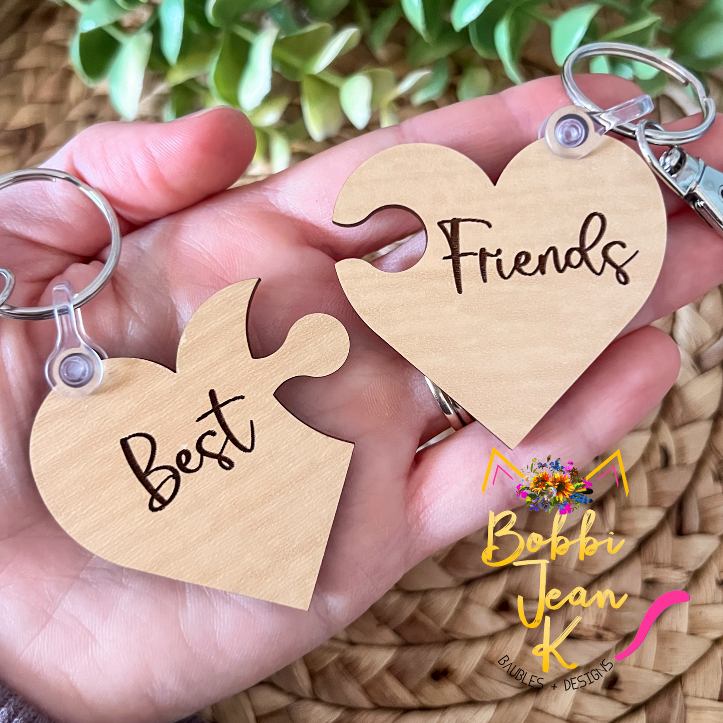 Personalized Heart Puzzle Keychains - PLEASE COMPLETE PERSONALIZATION BOXES (BOXES WILL APPEAR UNDER TITLE)