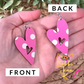 Pink & White Polka Dot Heart Cutout Wood Earrings
