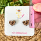 Leopard Engraved Wood Heart Stud Earrings: Choose From 2 Wood Types