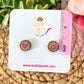 Hand Painted Cherry Wood Heart Studs: Choose From 2 Colors