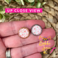 Pretty Pink Leopard Animal Print Glass Studs 12mm: Choose Silver or Gold Settings - LAST CHANCE