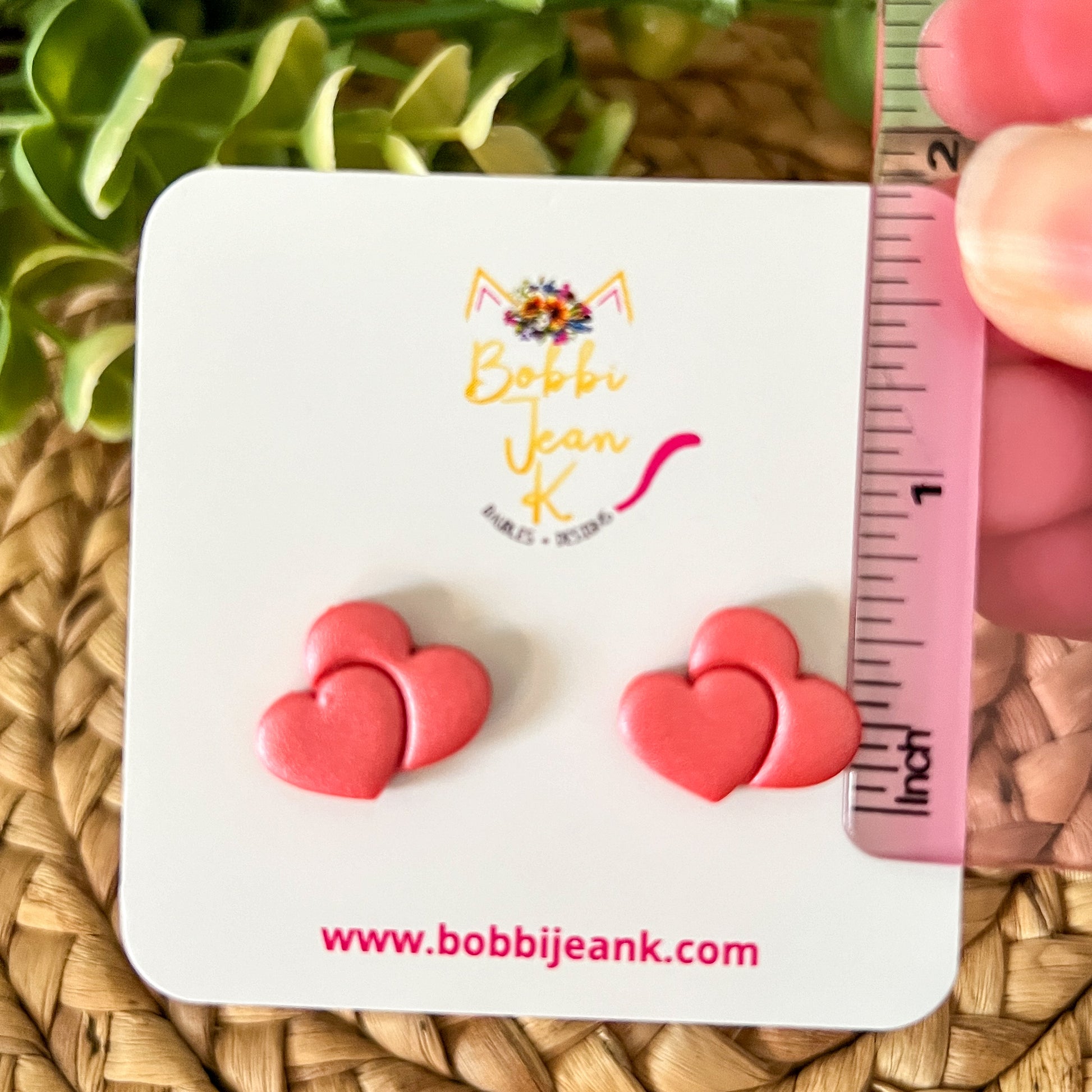 "Shimmer Sunset" Double Heart Clay Studs