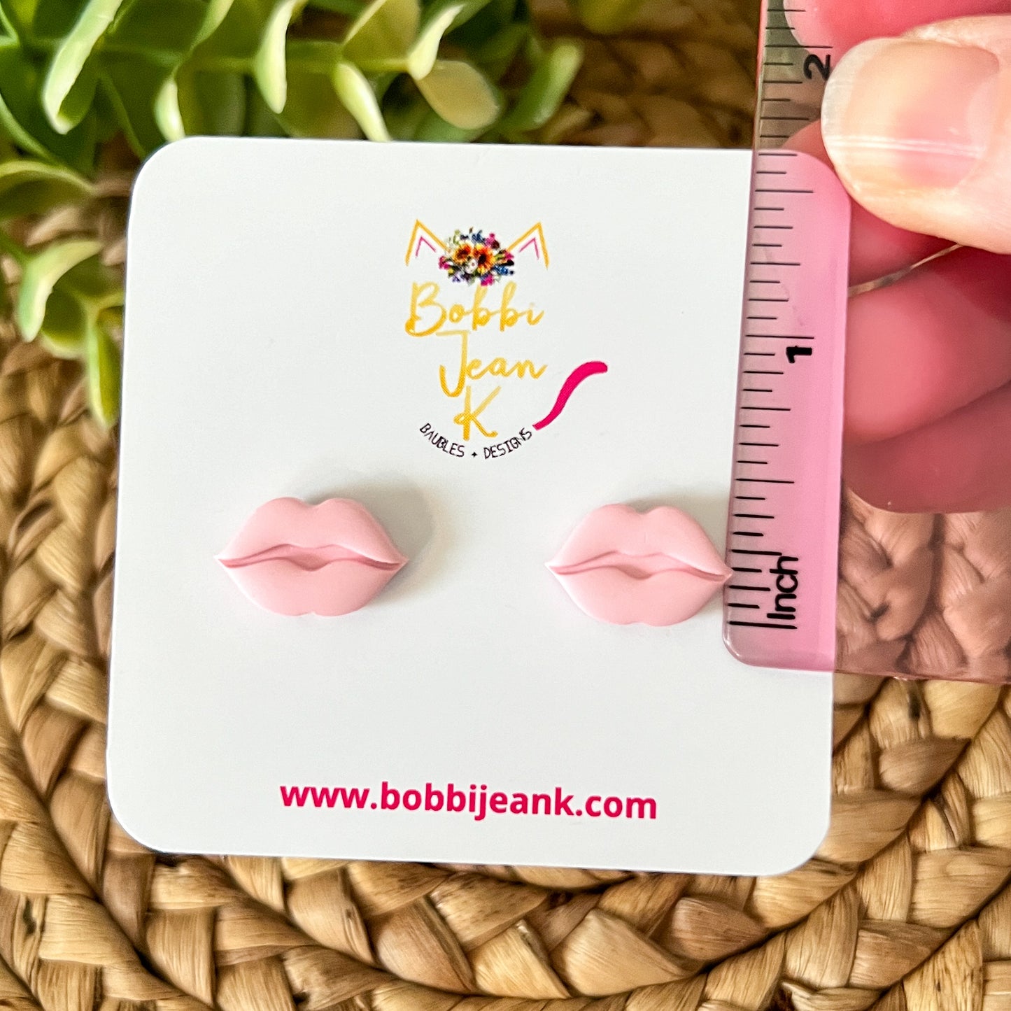 Light Pink Lip Shape Clay Studs