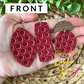 Red Honeycomb Embossed Leather Earrings: Choose From 3 Styles - LAST CHANCE