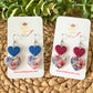 Floral Print Double Heart Clay Earrings: Choose From 2 Colors