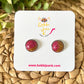 Two-Toned Fuchsia & Gold Shimmer Studs 12mm: Choose Silver or Gold Settings