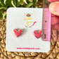 Mint Green Rimmed Clay Heart Studs: Choose Silver or Gold Rim - LAST CHANCE