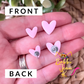 Light Pink Clay Heart Studs: Choose 12mm or 8mm Size Options