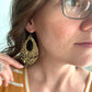Black & Gold Snakeskin Fringe Petal Leather Earrings - LAST CHANCE