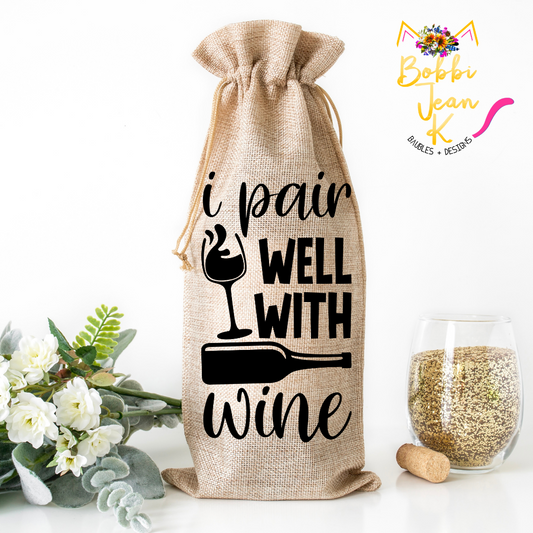 I Pair Well With Wine Wine Bag