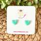Mint Green Clay Heart Studs: Choose 12mm or 8mm Size Options