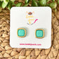 Clay Studs - Mint Green "Piped" Square: Choose Solid, Silver, or Gold Rimmed