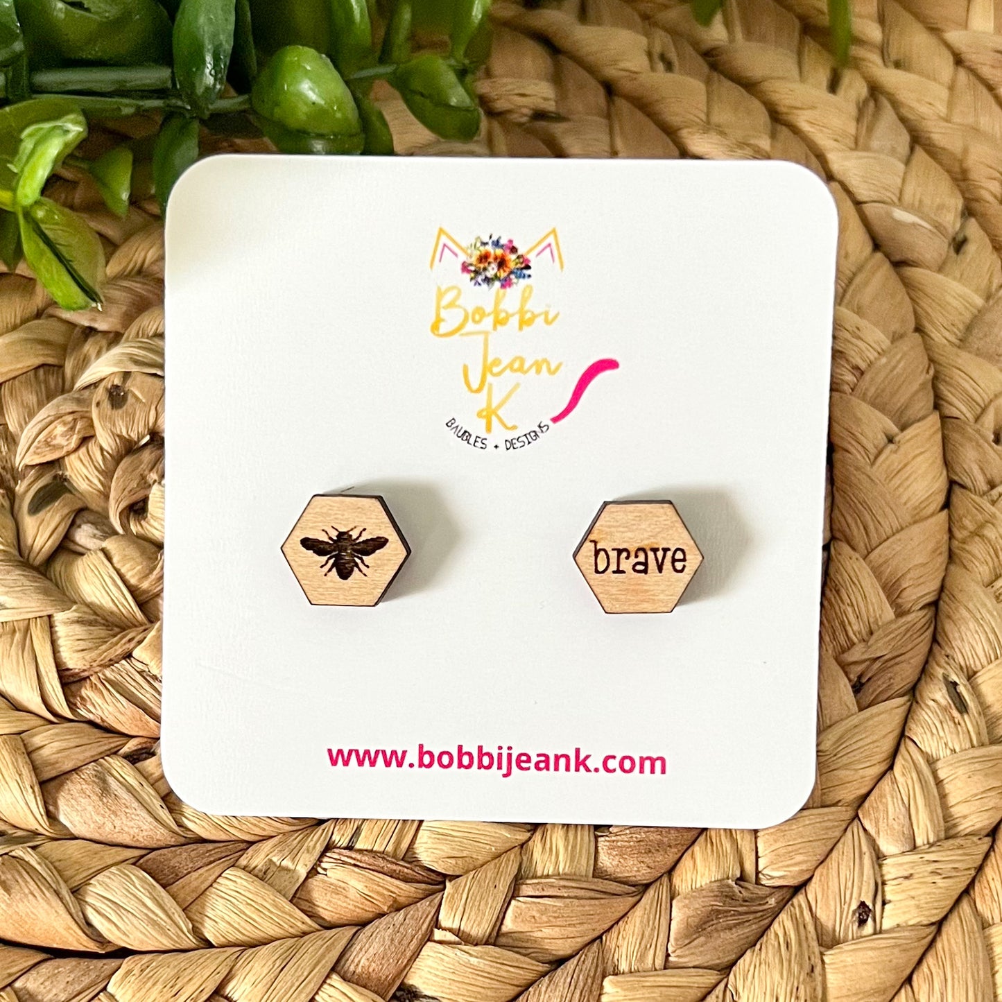 Bee Brave Wood Studs: Choose From 3 Wood Options