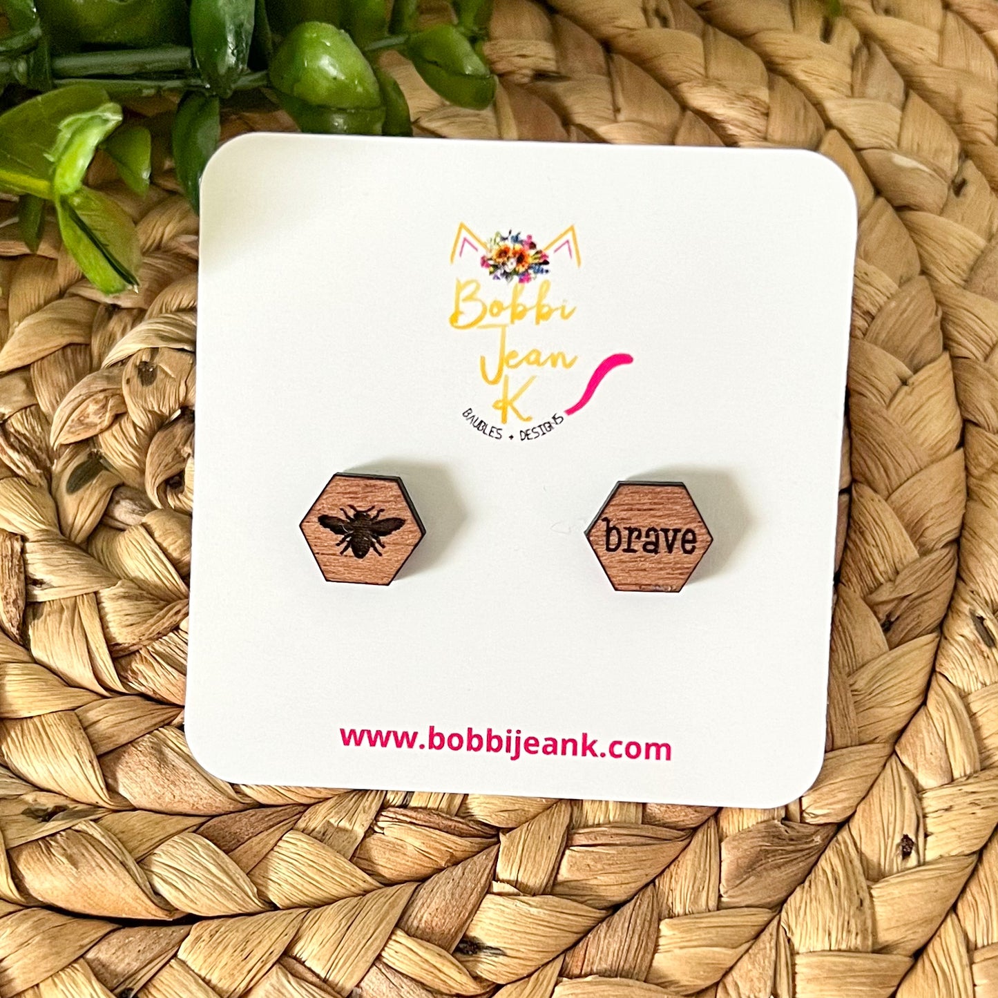 Bee Brave Wood Studs: Choose From 3 Wood Options
