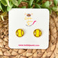 Bright Yellow Softball Glass Studs 12mm: Choose Silver or Gold Settings