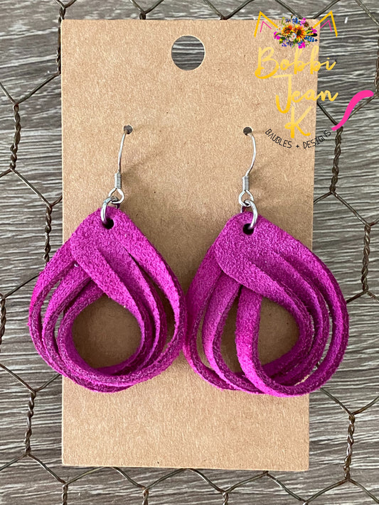 SALE: Magenta Loop Suede Leather Earrings - COLOR WILL BE DISCONTINUED ONCE SOLD OUT