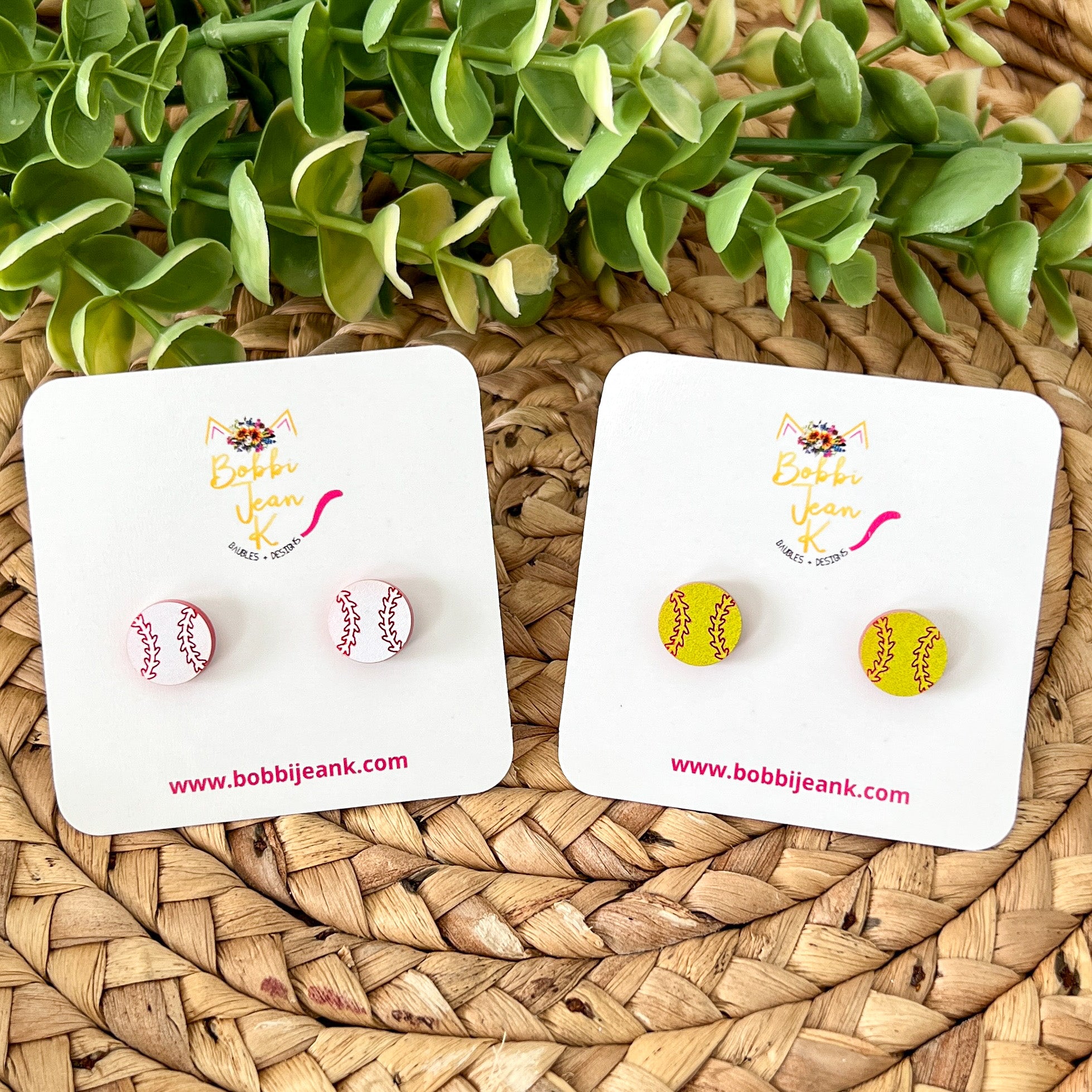 Softball earrings studs sale