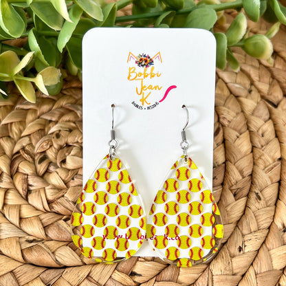 SALE: Baseball & Softball Acrylic Teardrop Earrings - LAST CHANCE (WAS $14)